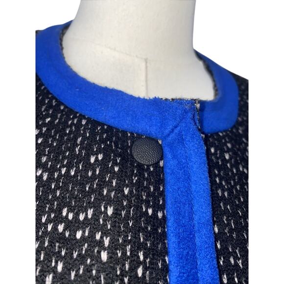 Rag & Bone Womens 10 Black Blue Wool Tweed Jacket Accent Snap Closure Pockets - Picture 2 of 8